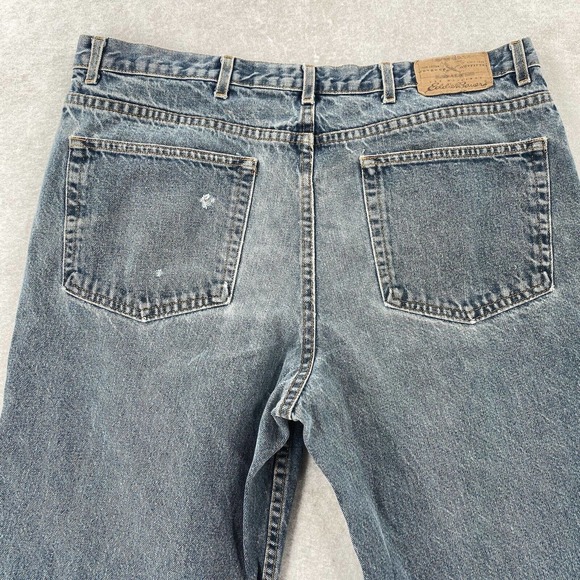 Eddie Bauer Jeans 40x30 Mens Blue Relaxed Fit Tapered Leg Cotton Denim‎ Med Wash - Picture 10 of 14